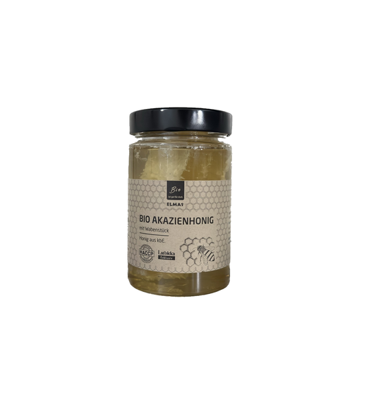 Elmas BIO Akazienhonig mit Wabenstück - 500g (8494410301787)